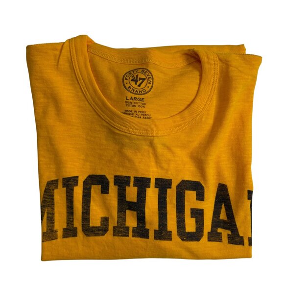 '47 Brand Michigan Wolverines Wordmark Short Sleeve T Shirt (Maize / Yellow) - L - Picture 2 of 6